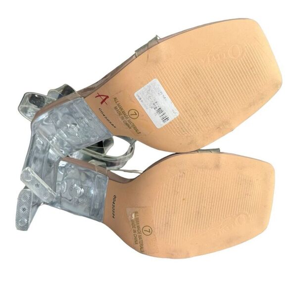 Forever 21 Women’s Nude Clear Heels Square Toe Size 7 - Picture 5 of 5